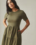 Women's Premium Slub Tiered Dress - Washed Olive